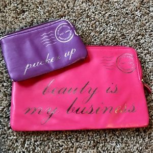 🎉HP 1/9 BCBGMazAzria Multi Size Purple & Pink Cosmetic Makeup Travel Bag Bundle